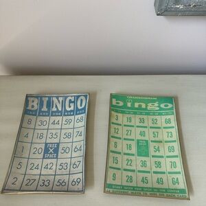 Vintage look bingo card plates set of 2